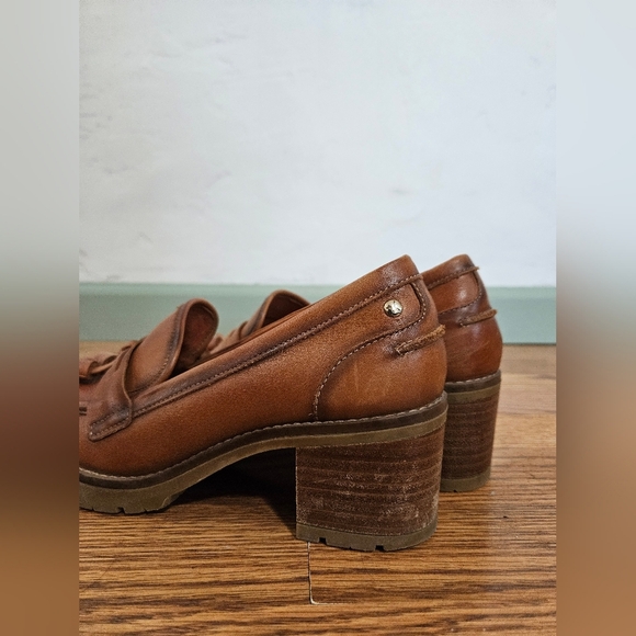 PIKOLINOS Brown Tassle Leather Loafers With Chunky Heel - Picture 4 of 5
